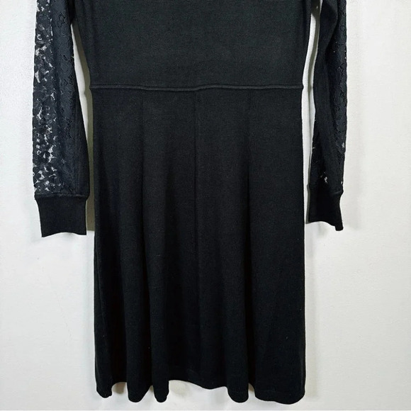Eliza.J Black Sweater Dress With Lace Sleeves - Picture 7 of 16